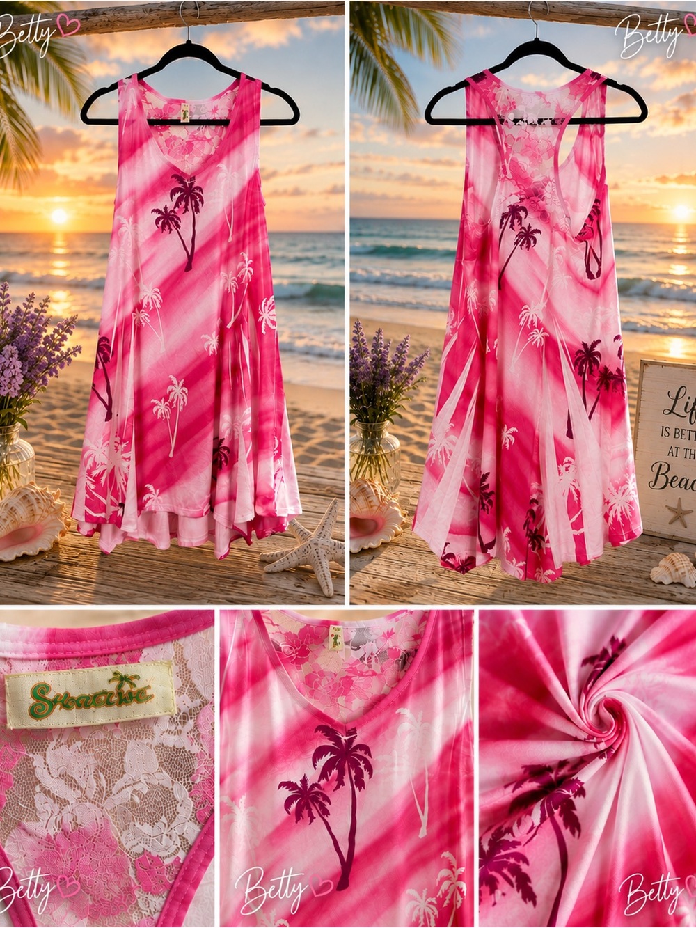Shoreline Pink Tropical Palm-Print Swim Coverup Dress